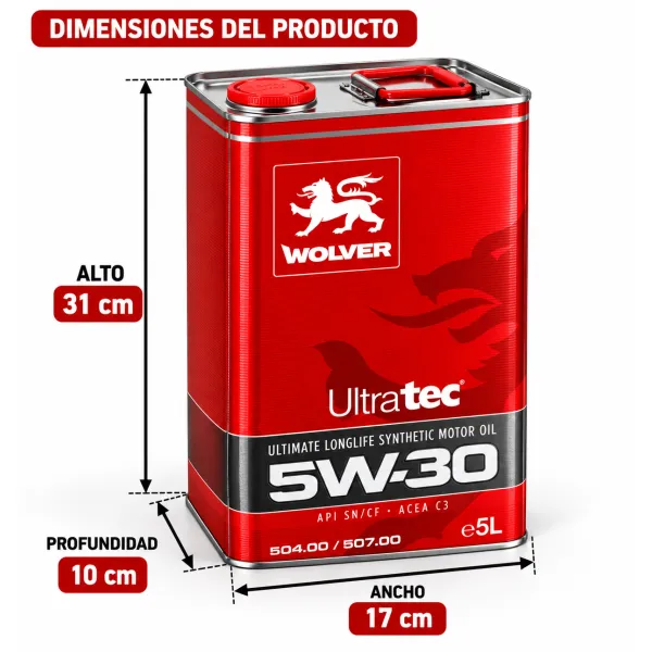 Aceite 5w30 5lt Ultratec Api Sn Cf Acea C3 Wolver Ue:4 Wolver